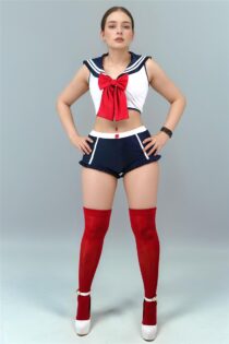 Disfraz Sailor short medias blusa con moño atrevido hot dama atrevido  DIZ40