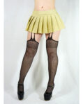 Minifalda Con Medias Tipo Liguero De Red Dorada Brillos Hot F431