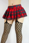 Mini Falda Tableada Cuadros Con Ligueros Medias Colegiala