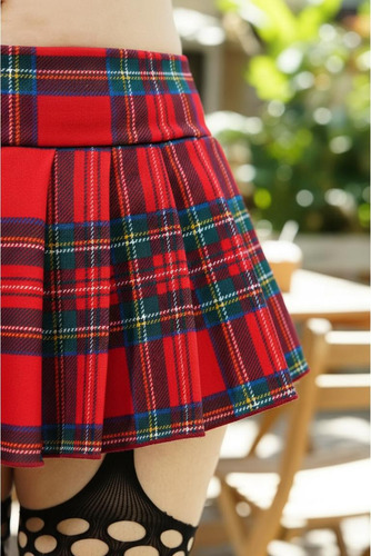 Mini Falda Tableada Cuadros Con Ligueros Medias Colegiala OUTFITCOOlMX-MEXICO