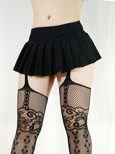 Minifalda Colegiala Con Liguero De Red Medias Atrevida 413 OUTFITCOOlMX-MEXICO