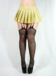 Minifalda Con Medias Tipo Liguero De Red Dorada Brillos Hot F431