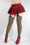 Mini Falda Tableada Cuadros Con Ligueros Medias Colegiala