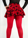 Minifalda Circular Corta + Mallas Opacas Tela Flock Rojo Hot Rojo Flores Unita F435